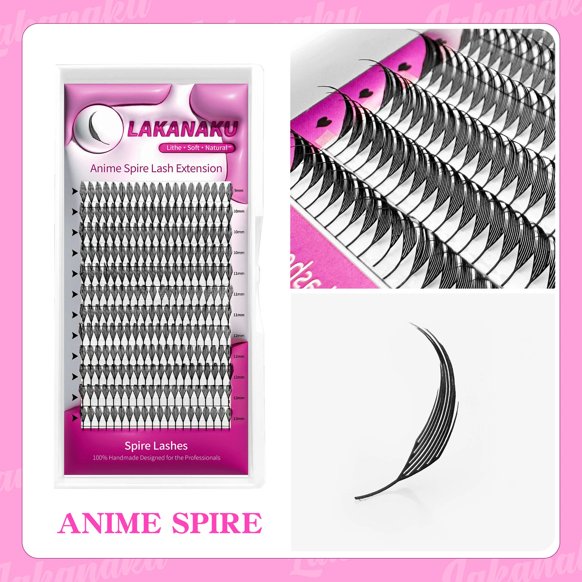 LAKANAKU Extension de cils Forme de plume 0.07mm C/D/CC Curl Mix 8-15mm 9-13mm