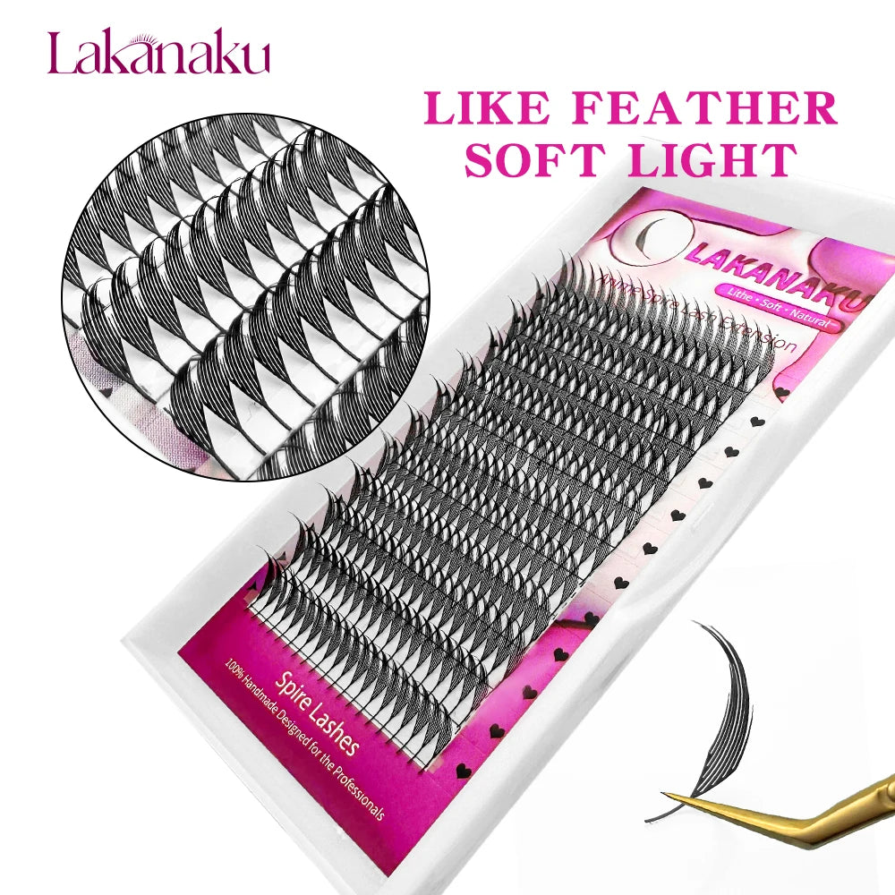 LAKANAKU Extension de cils Forme de plume 0.07mm C/D/CC Curl Mix 8-15mm 9-13mm