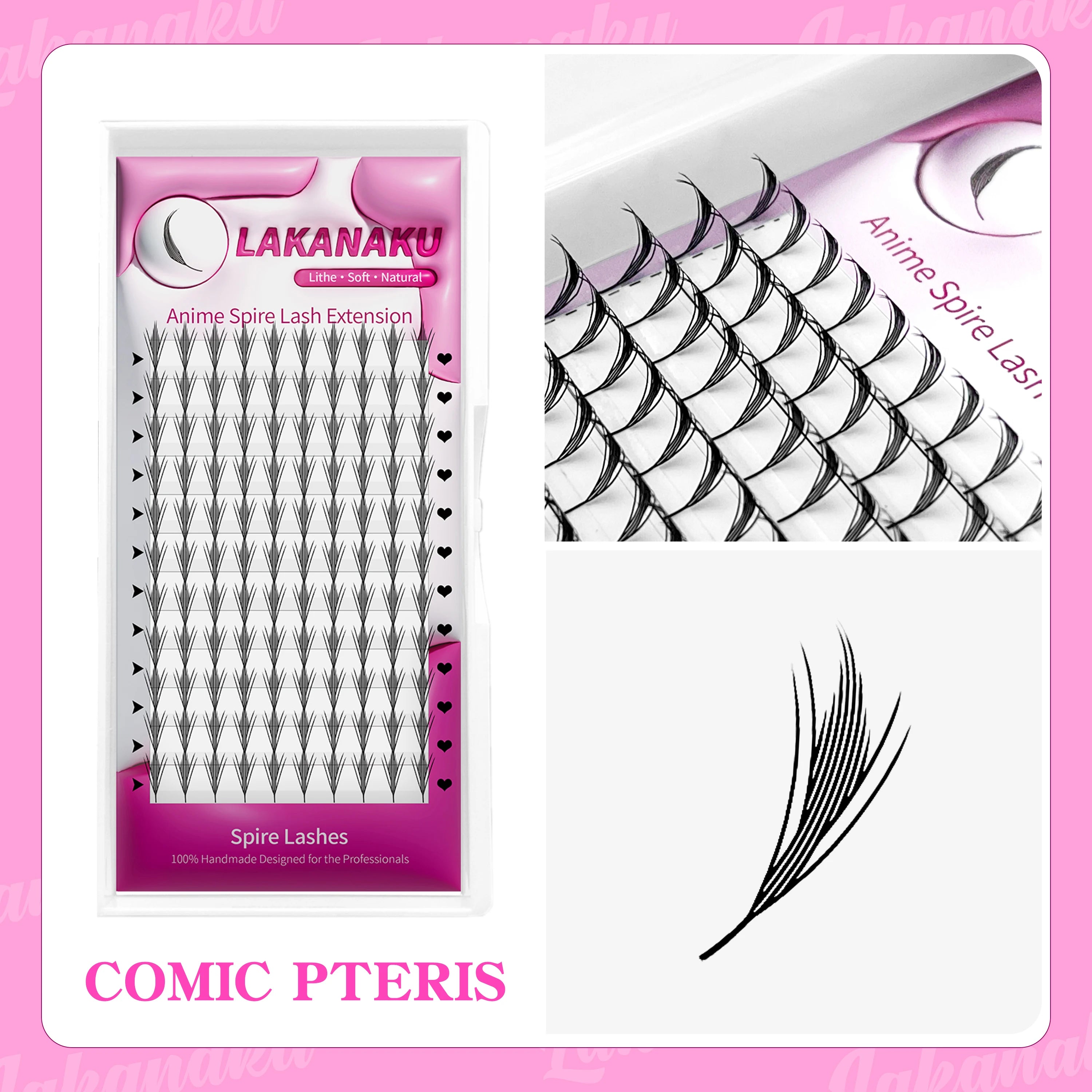 LAKANAKU Extension de cils Forme de plume 0.07mm C/D/CC Curl Mix 8-15mm 9-13mm