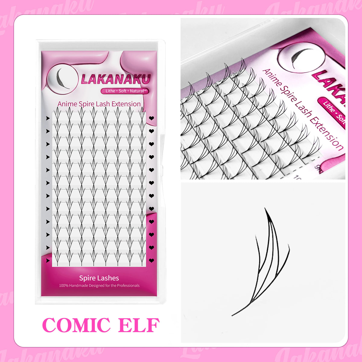 LAKANAKU Extension de cils Forme de plume 0.07mm C/D/CC Curl Mix 8-15mm 9-13mm