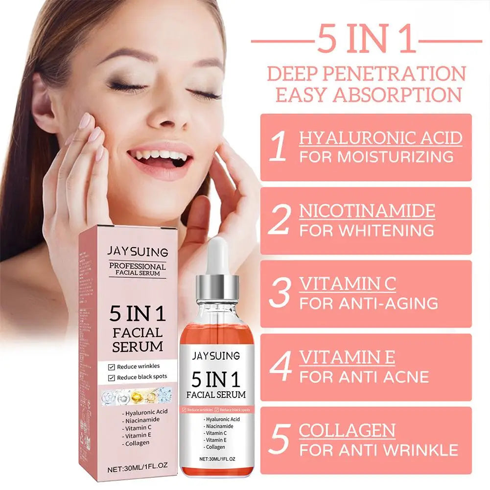 5 en 1 Sérum visage Vitamine C Acide hyaluronique
