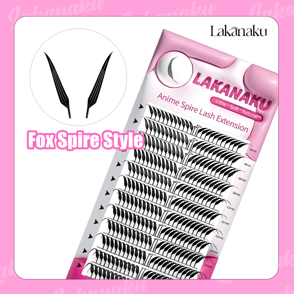 LAKANAKU Extension de cils Forme de plume 0.07mm C/D/CC Curl Mix 8-15mm 9-13mm