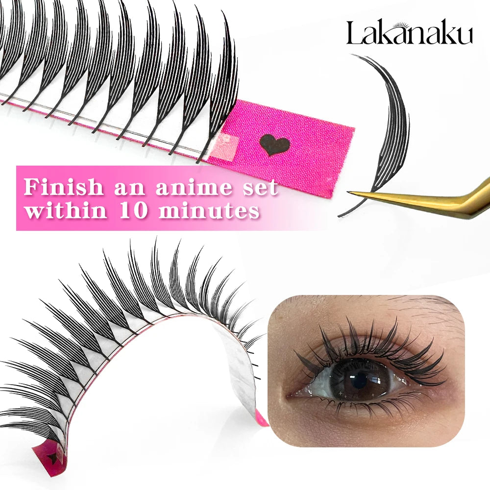 LAKANAKU Extension de cils Forme de plume 0.07mm C/D/CC Curl Mix 8-15mm 9-13mm