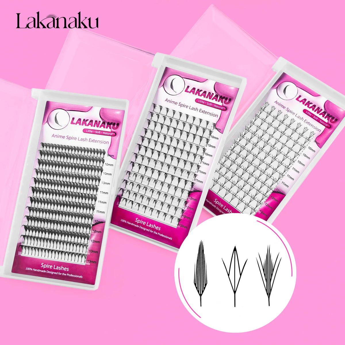LAKANAKU Extension de cils Forme de plume 0.07mm C/D/CC Curl Mix 8-15mm 9-13mm